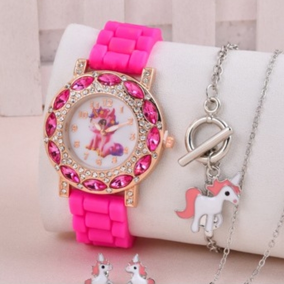 Magical Unicorn Jewelry Set for Girls - Watch, Necklace & Earrings - Picture 1 of 4